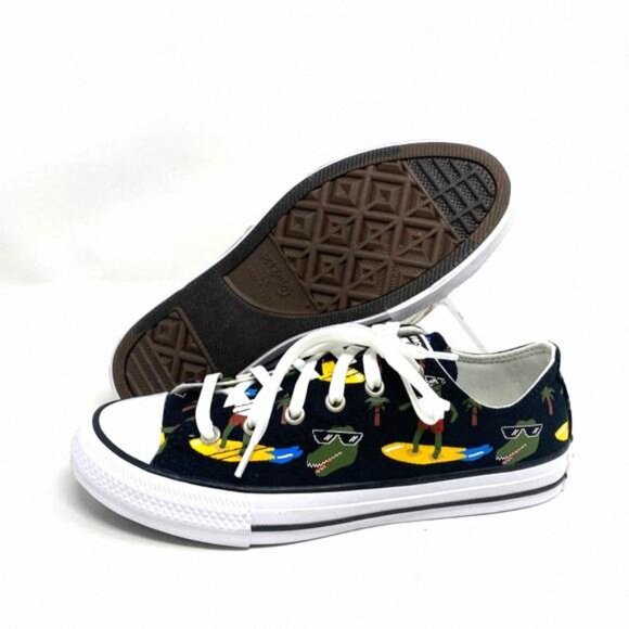 CONVERSE 671293F CTAS OX Croco Furf Black Canvas Unique Sneakers Top Low Women's - Picture 5 of 11